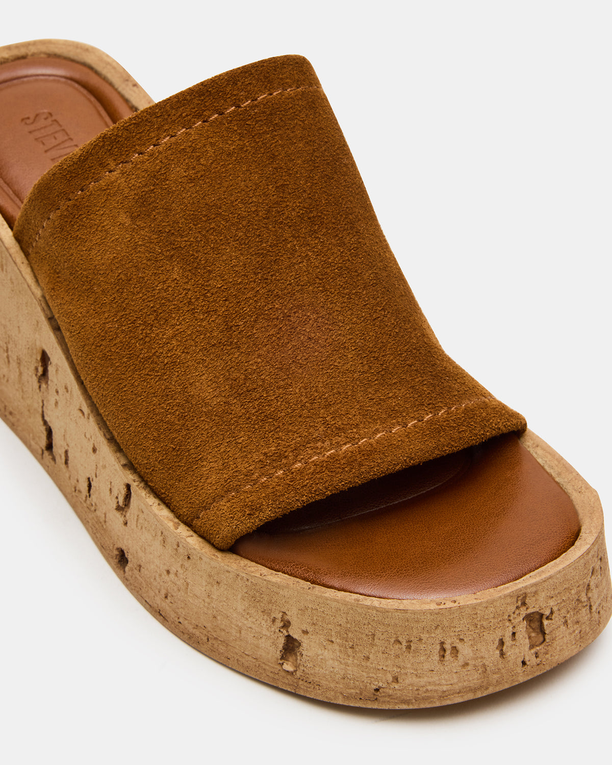 CELLAR Chestnut Suede Platform Wedge Square-Toe Women's Sandal | Steve Madden