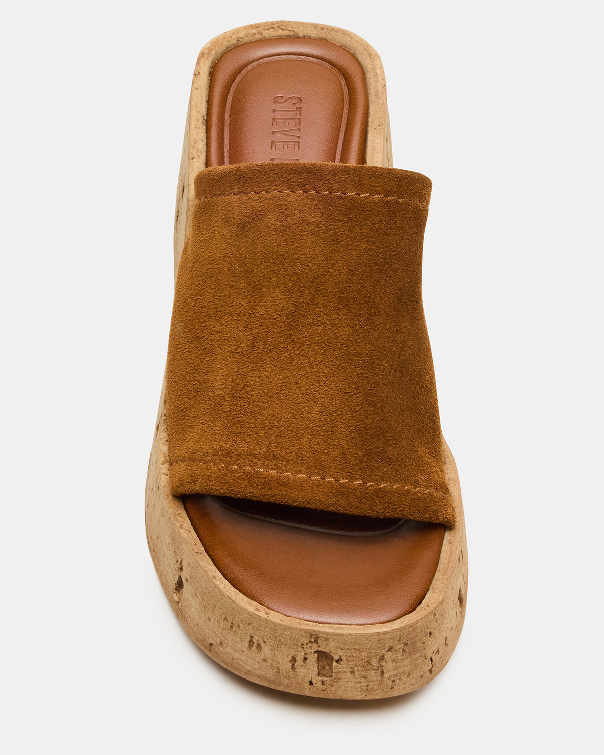 CELLAR Chestnut Suede Platform Wedge Square-Toe Women's Sandal | Steve Madden