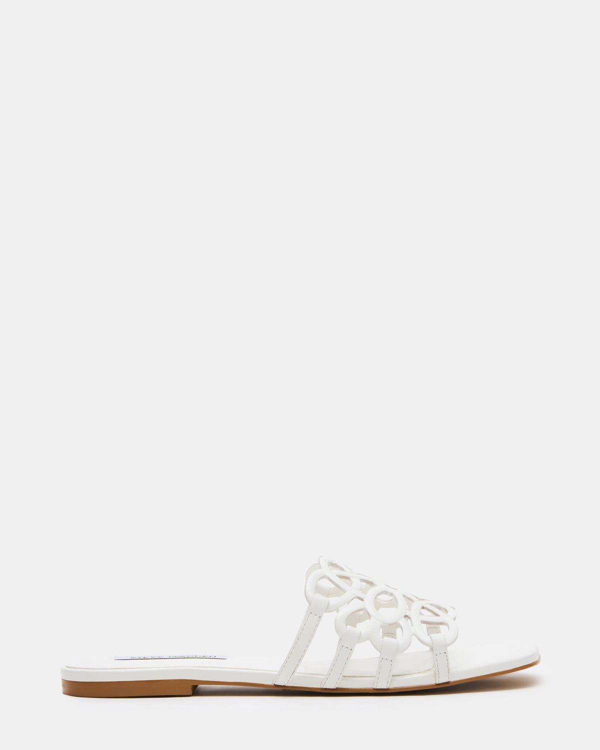 LOTUS White Leather Square-Toe Slide Women's Sandal | Steve Madden