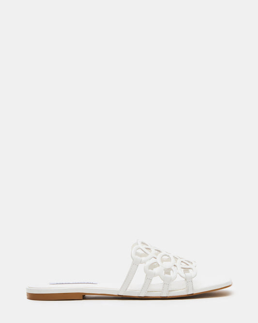 LOTUS White Leather Square-Toe Slide Women's Sandal | Steve Madden