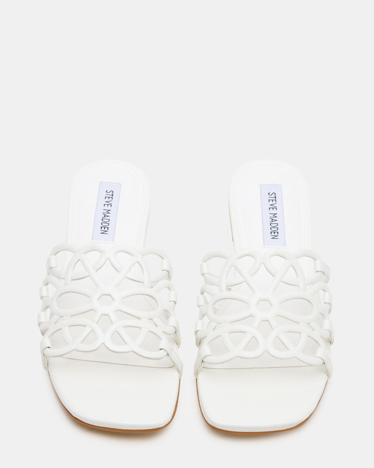 LOTUS White Leather Square-Toe Slide Women's Sandal | Steve Madden