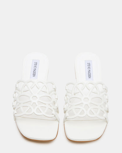 LOTUS White Leather Square-Toe Slide Women's Sandal | Steve Madden