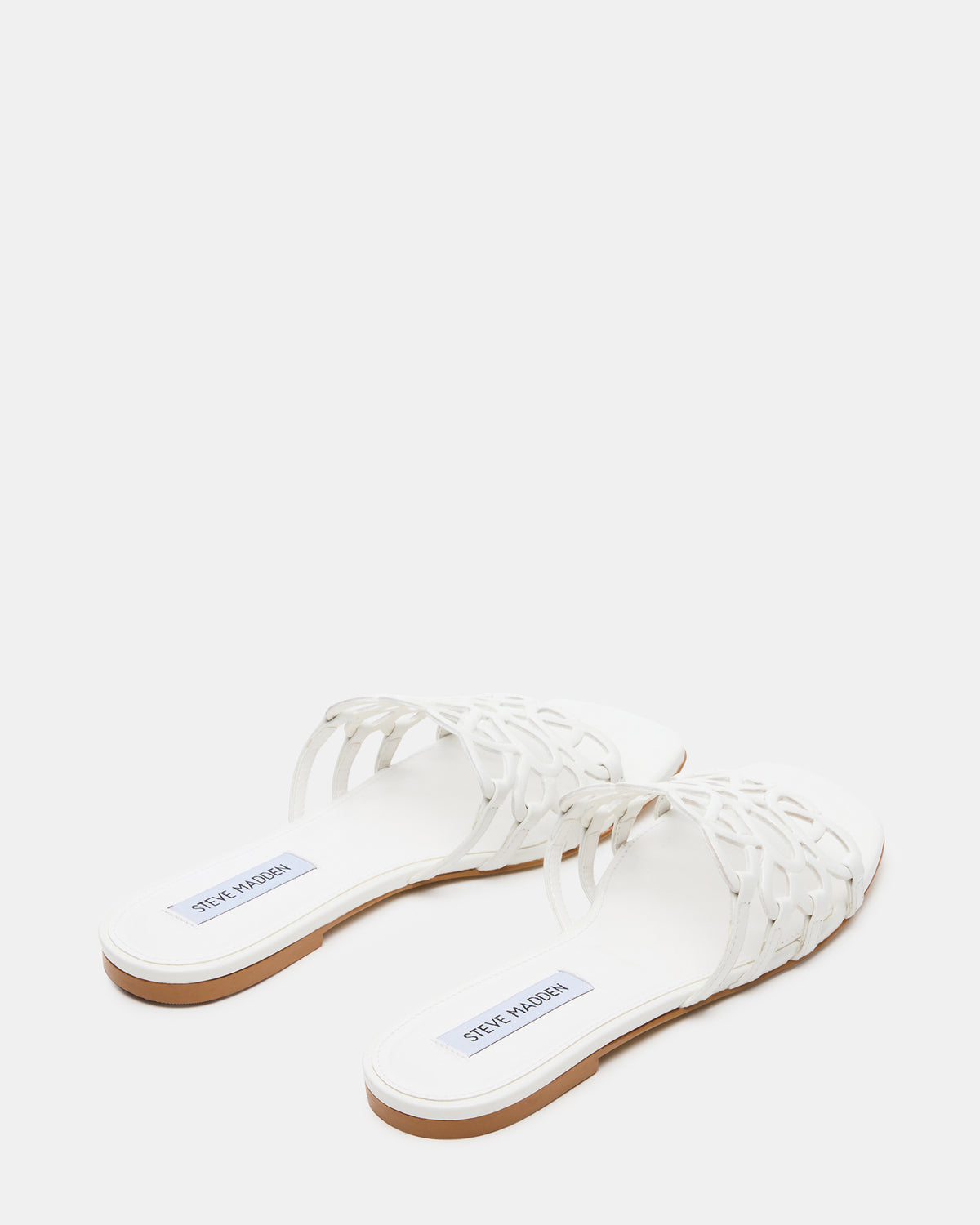 LOTUS White Leather Square-Toe Slide Women's Sandal | Steve Madden