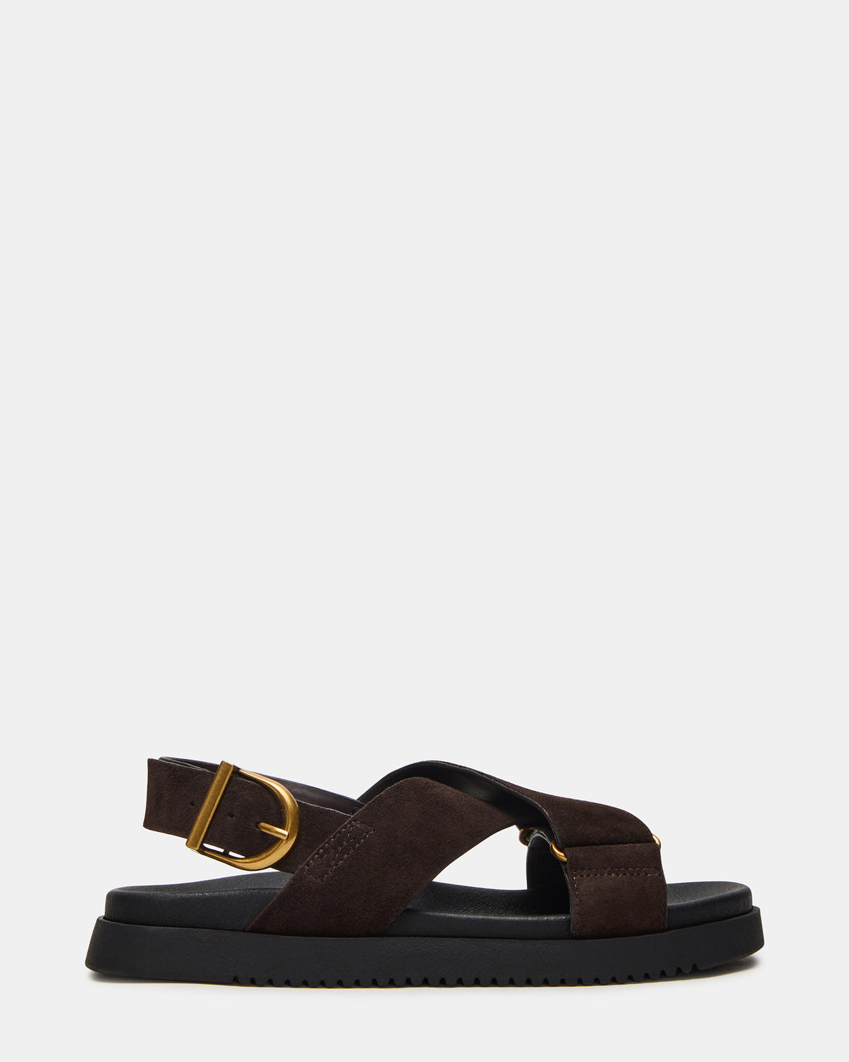 DONELLI Brown Suede Strappy Footbed Women's Sandal | Steve Madden