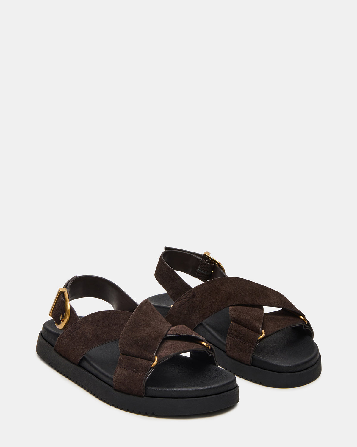 DONELLI Brown Suede Strappy Footbed Women's Sandal | Steve Madden