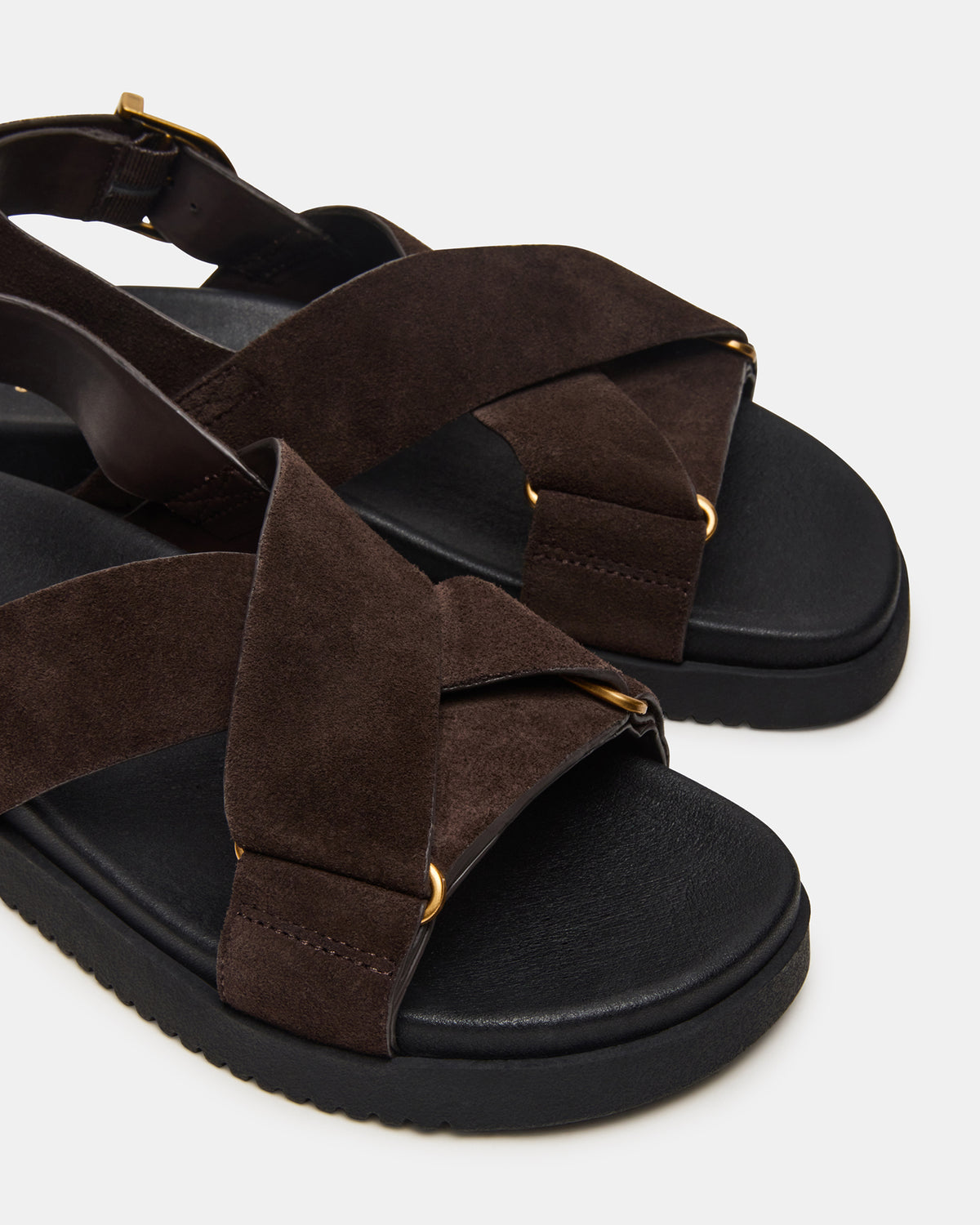 DONELLI Brown Suede Strappy Footbed Women's Sandal | Steve Madden