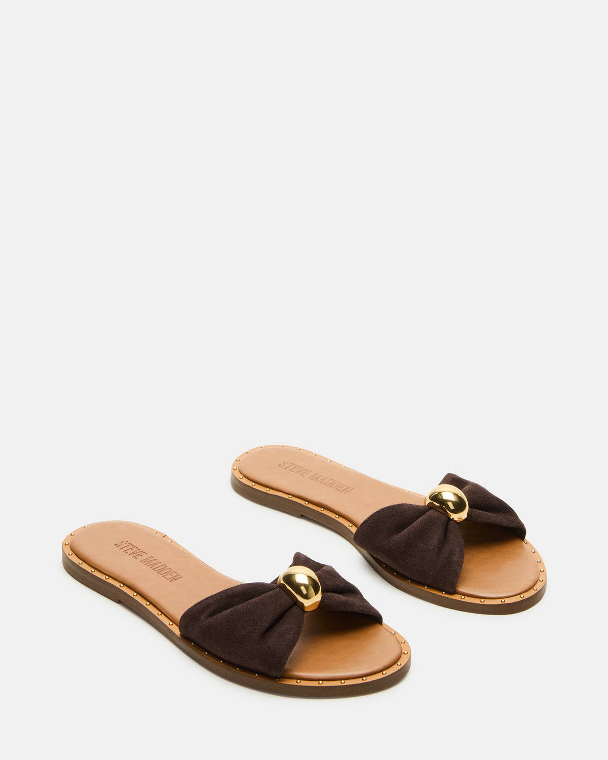 DIPSY Brown Suede Slide Rounded Toe Women's Sandal | Steve Madden