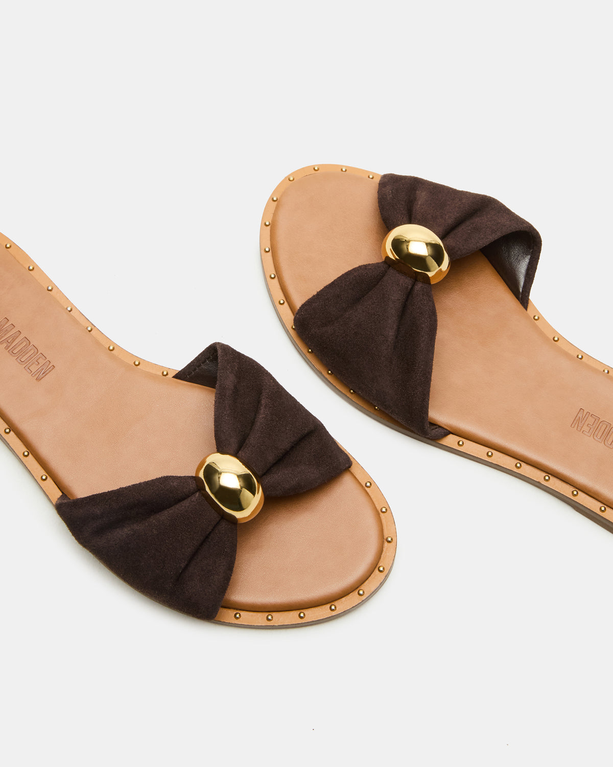 DIPSY Brown Suede Slide Rounded Toe Women's Sandal | Steve Madden