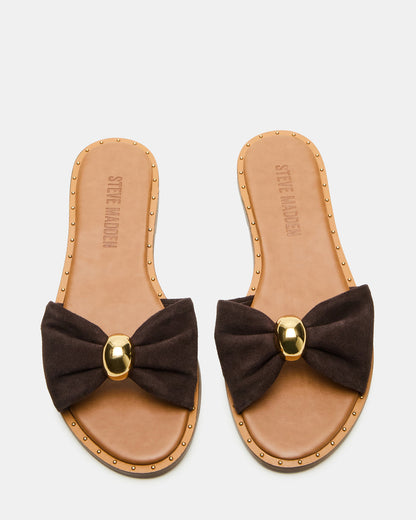DIPSY Brown Suede Slide Rounded Toe Women's Sandal | Steve Madden