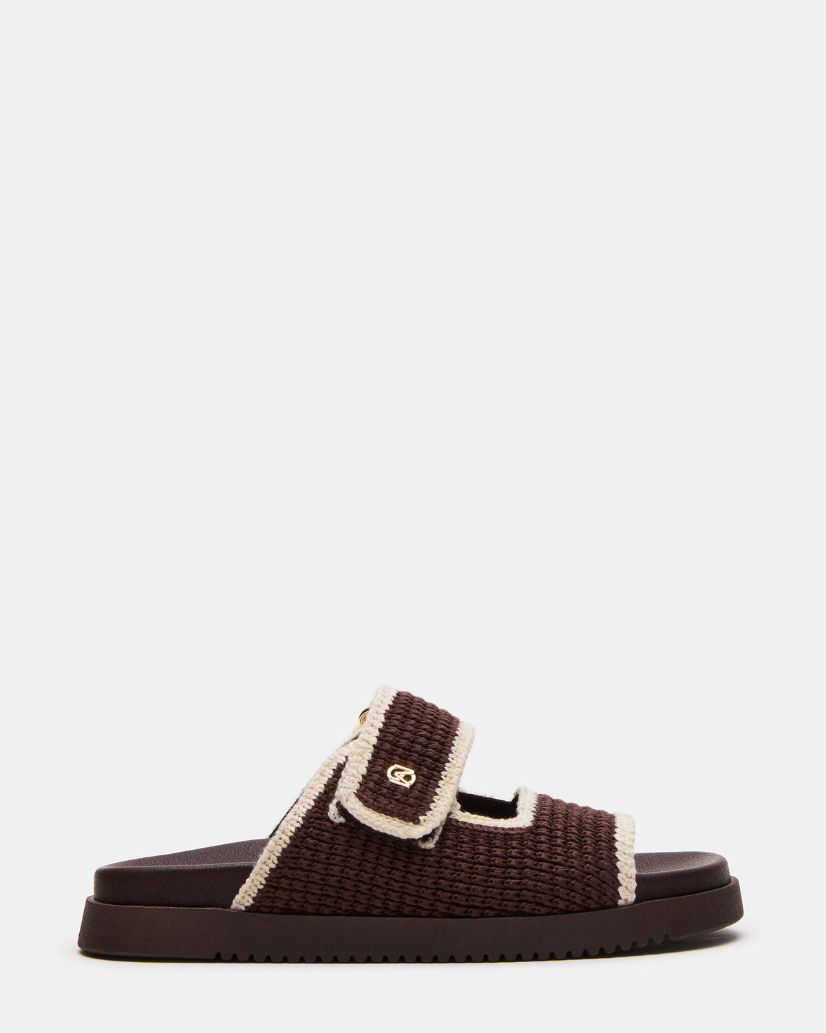 MAYSIE Brown Multi Woven Flatform Footbed Slide Women's Sandal | Steve Madden