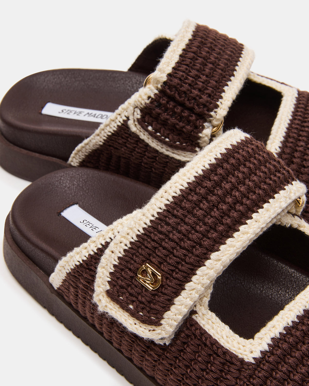 MAYSIE Brown Multi Woven Flatform Footbed Slide Women's Sandal | Steve Madden