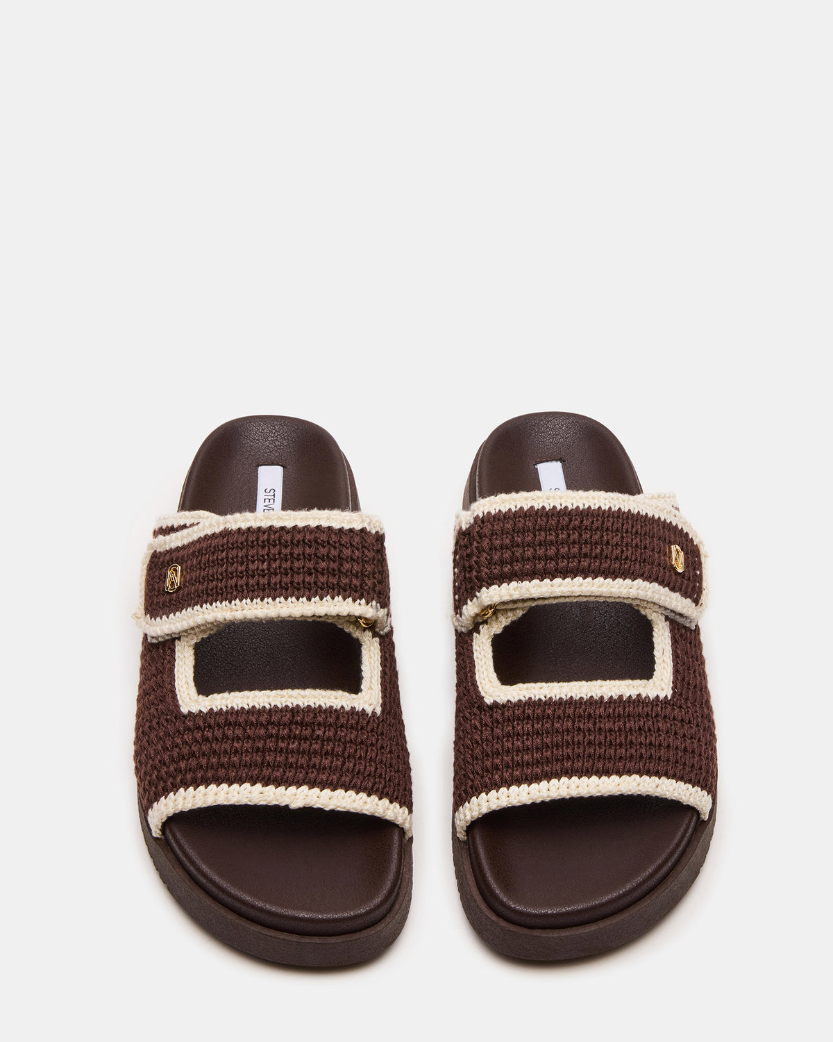 MAYSIE Brown Multi Woven Flatform Footbed Slide Women's Sandal | Steve Madden