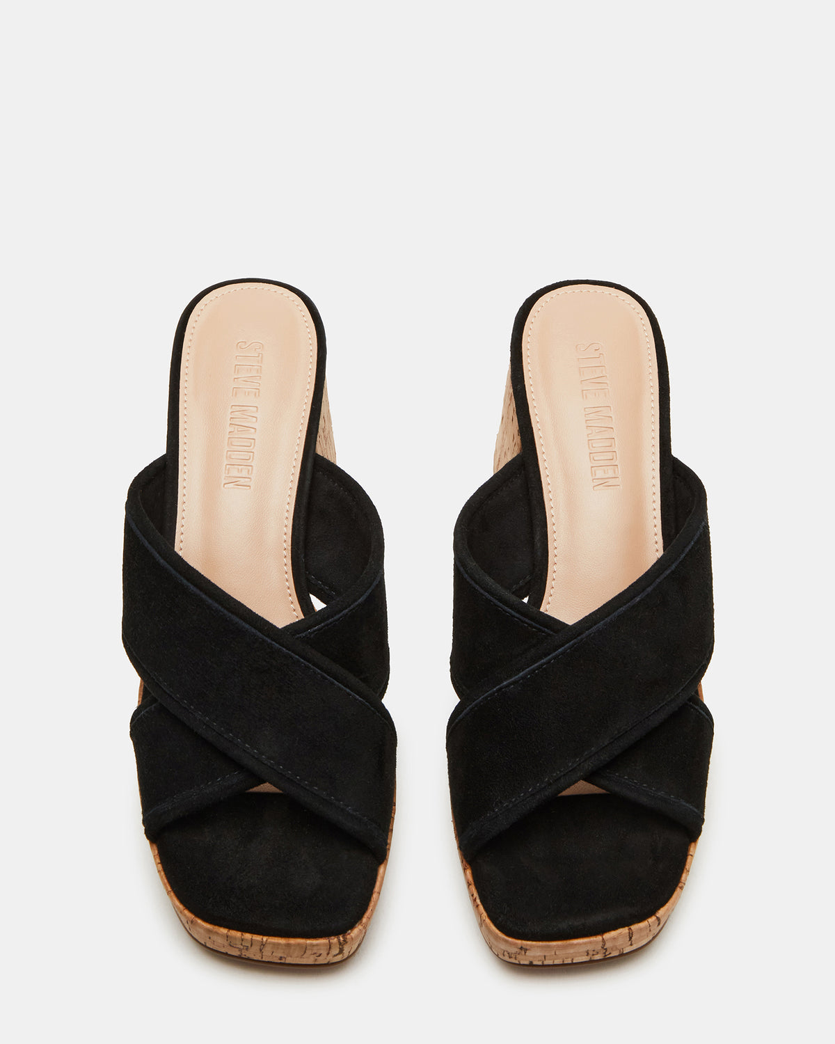 MARSDEN Black Suede Women's Platform Square-Toe Mule Sandal | Steve Madden