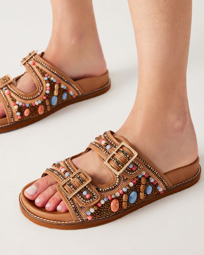 CABO Multi Beaded Footbed Slide | Women's Sandals | Steve Madden
