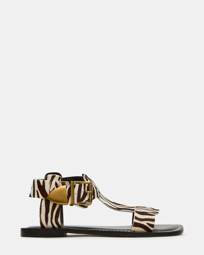 BRAZINN Zebra Strappy Flat Sandal Women's Sandal | Steve Madden