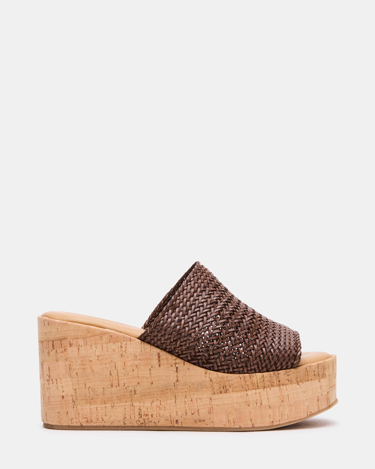 COASTAL Brown Raffia Platform Wedge Mule Women's Sandal | Steve Madden