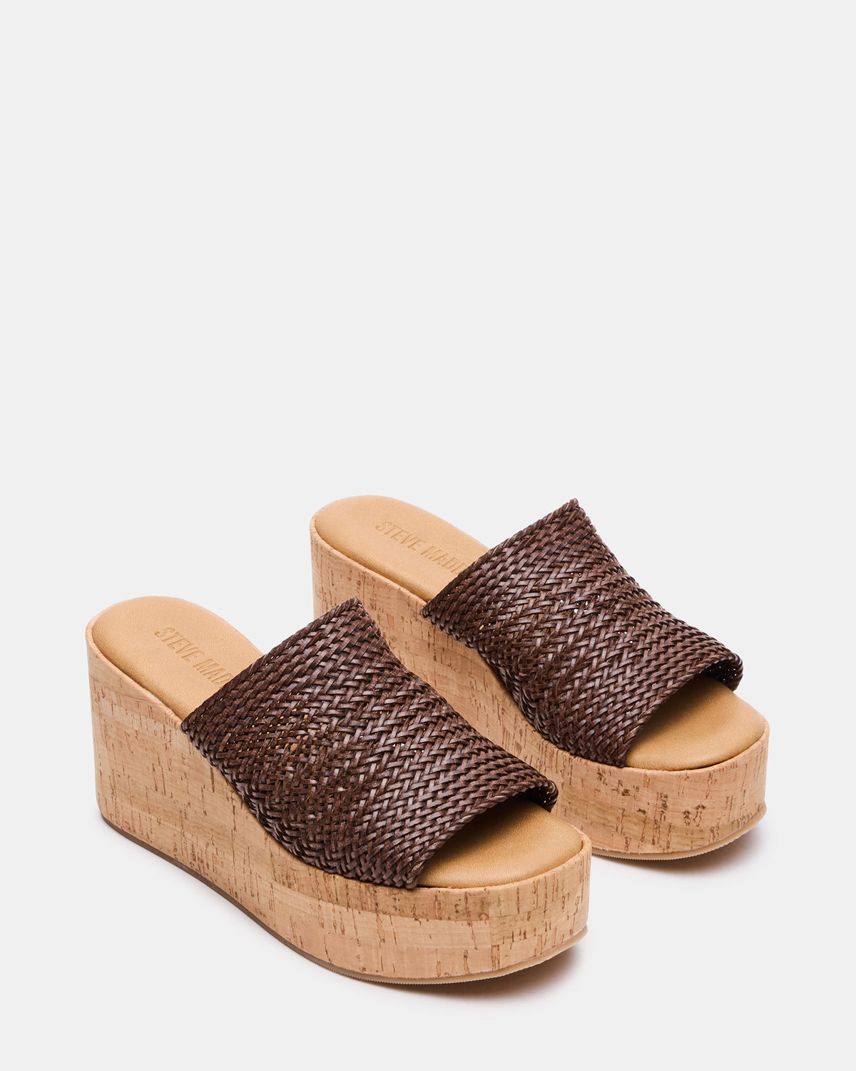 COASTAL Brown Raffia Platform Wedge Mule Women's Sandal | Steve Madden