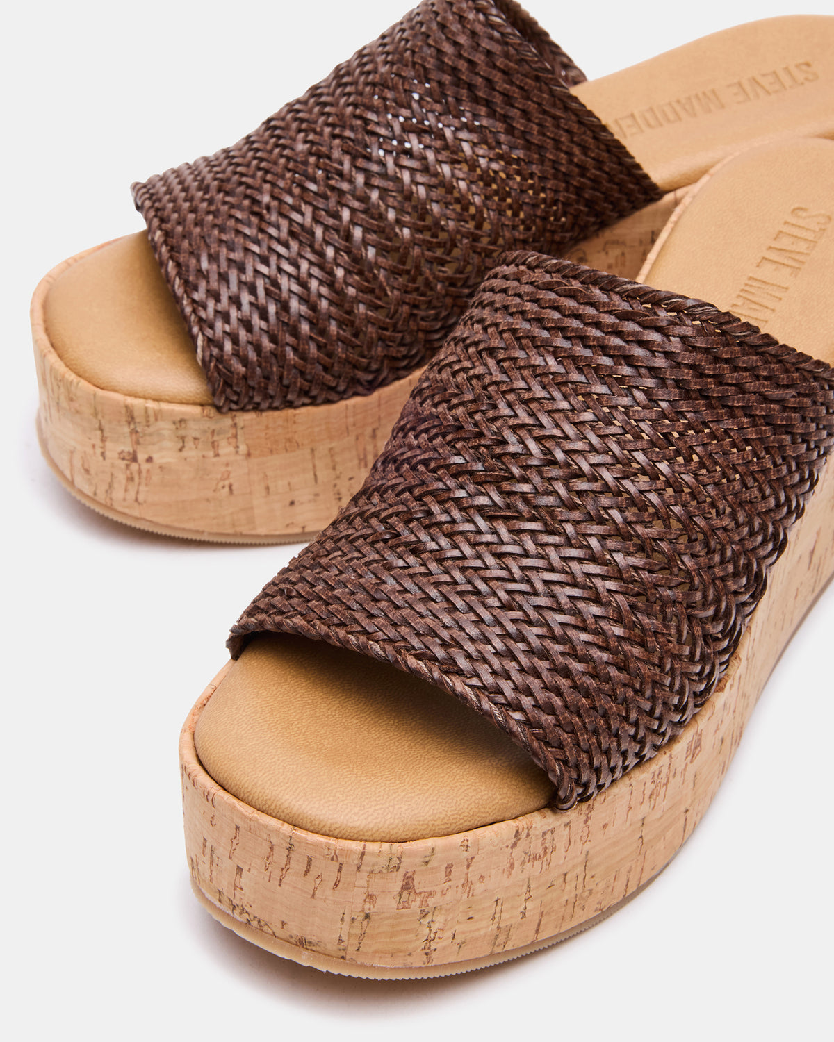 COASTAL Brown Raffia Platform Wedge Mule Women's Sandal | Steve Madden