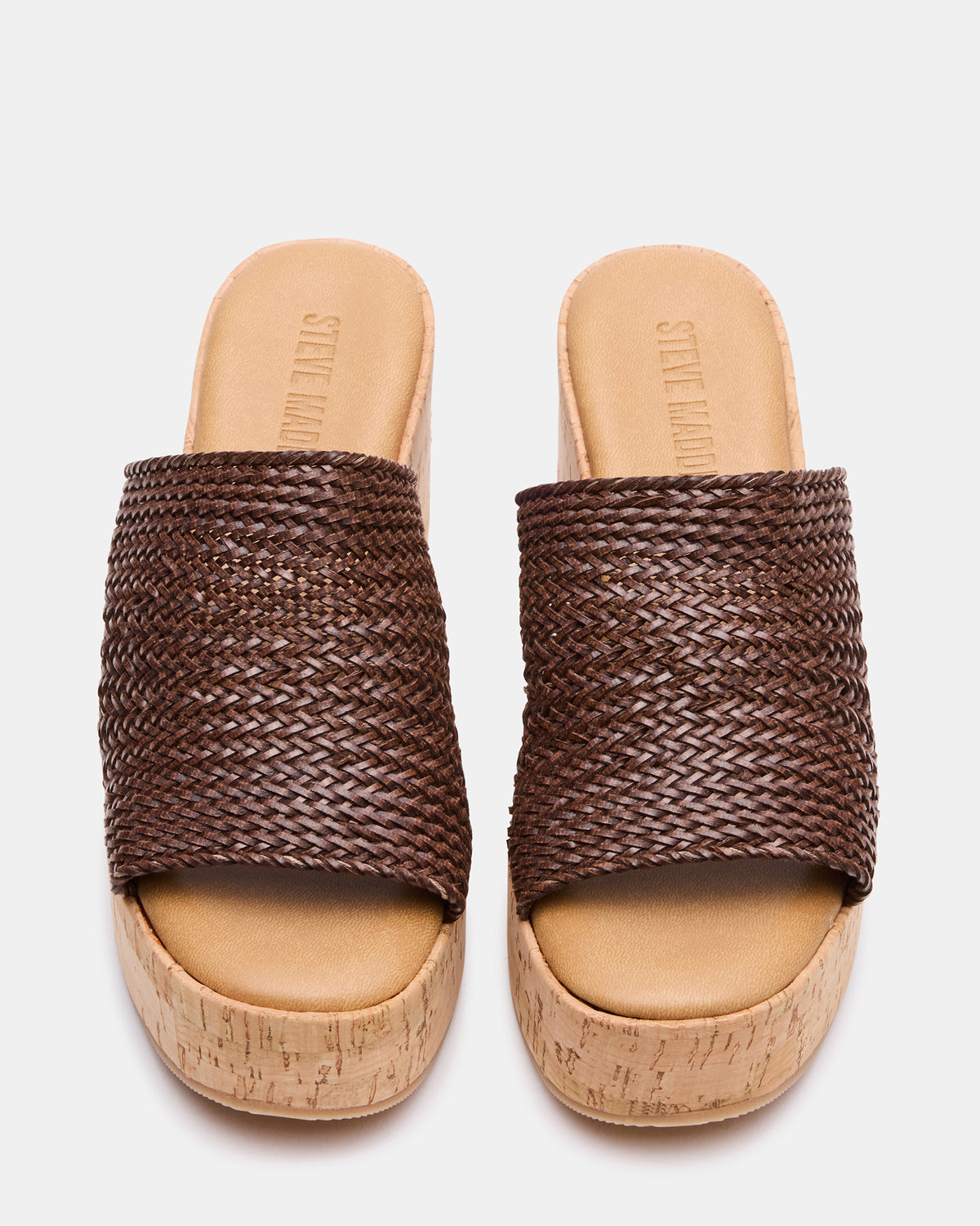 COASTAL Brown Raffia Platform Wedge Mule Women's Sandal | Steve Madden