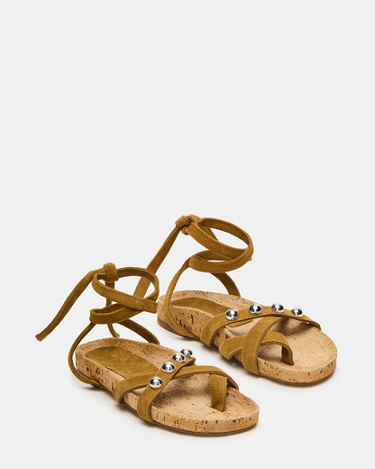 KELSO Olive Suede Flatform Strappy Studded Women's Sandal | Steve Madden