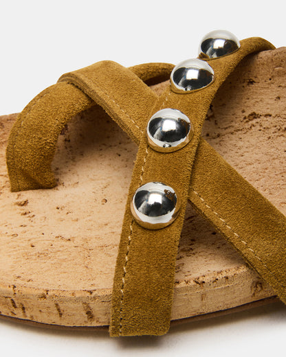 KELSO Olive Suede Flatform Strappy Studded Women's Sandal | Steve Madden