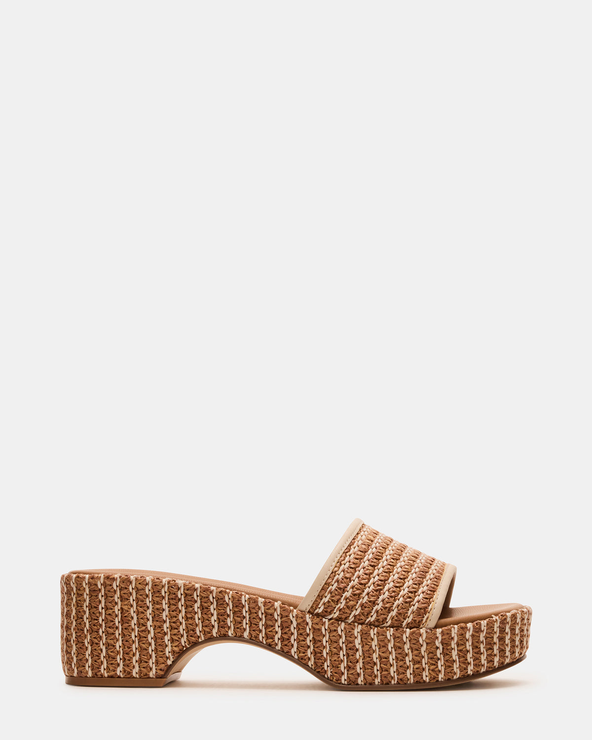 COSIMA Natural Platform Raffia Slide Women's Sandal | Steve Madden