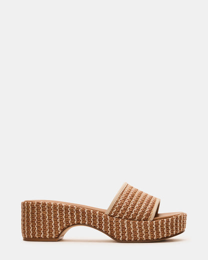 COSIMA Natural Platform Raffia Slide Women's Sandal | Steve Madden