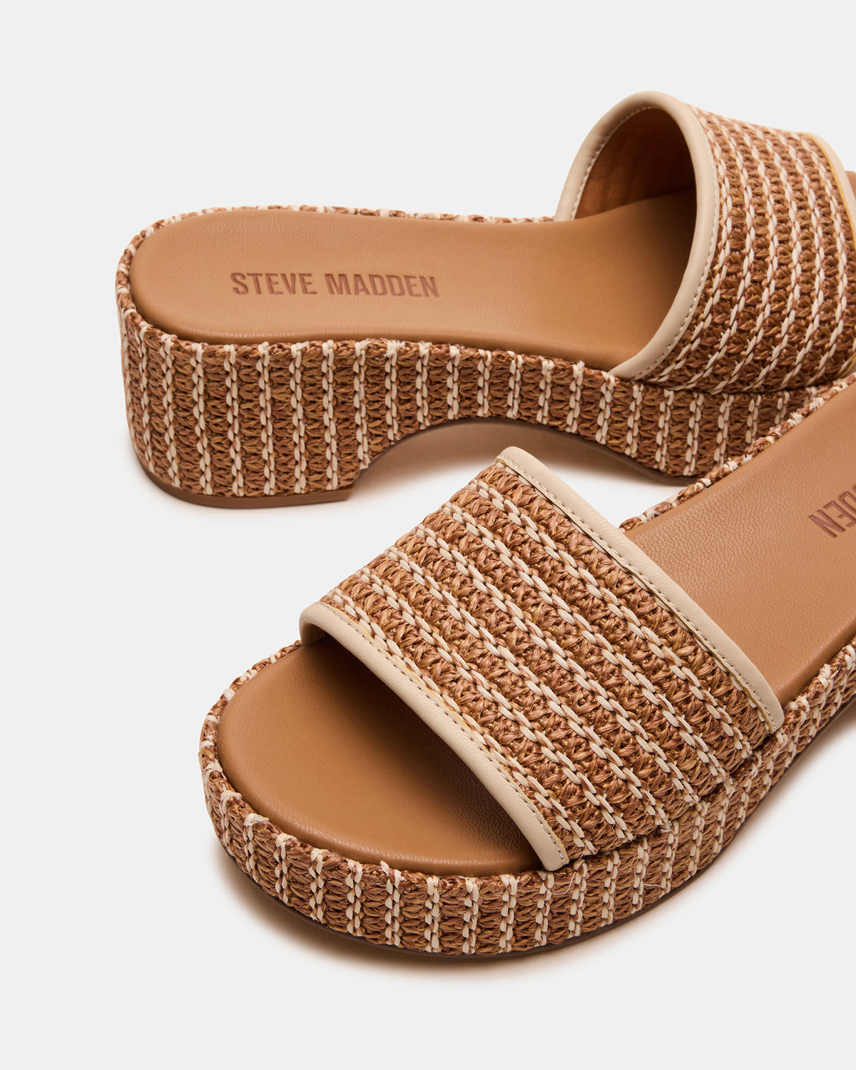 COSIMA Natural Platform Raffia Slide Women's Sandal | Steve Madden