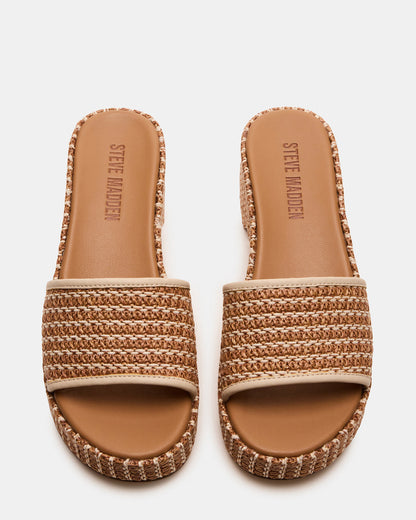COSIMA Natural Platform Raffia Slide Women's Sandal | Steve Madden
