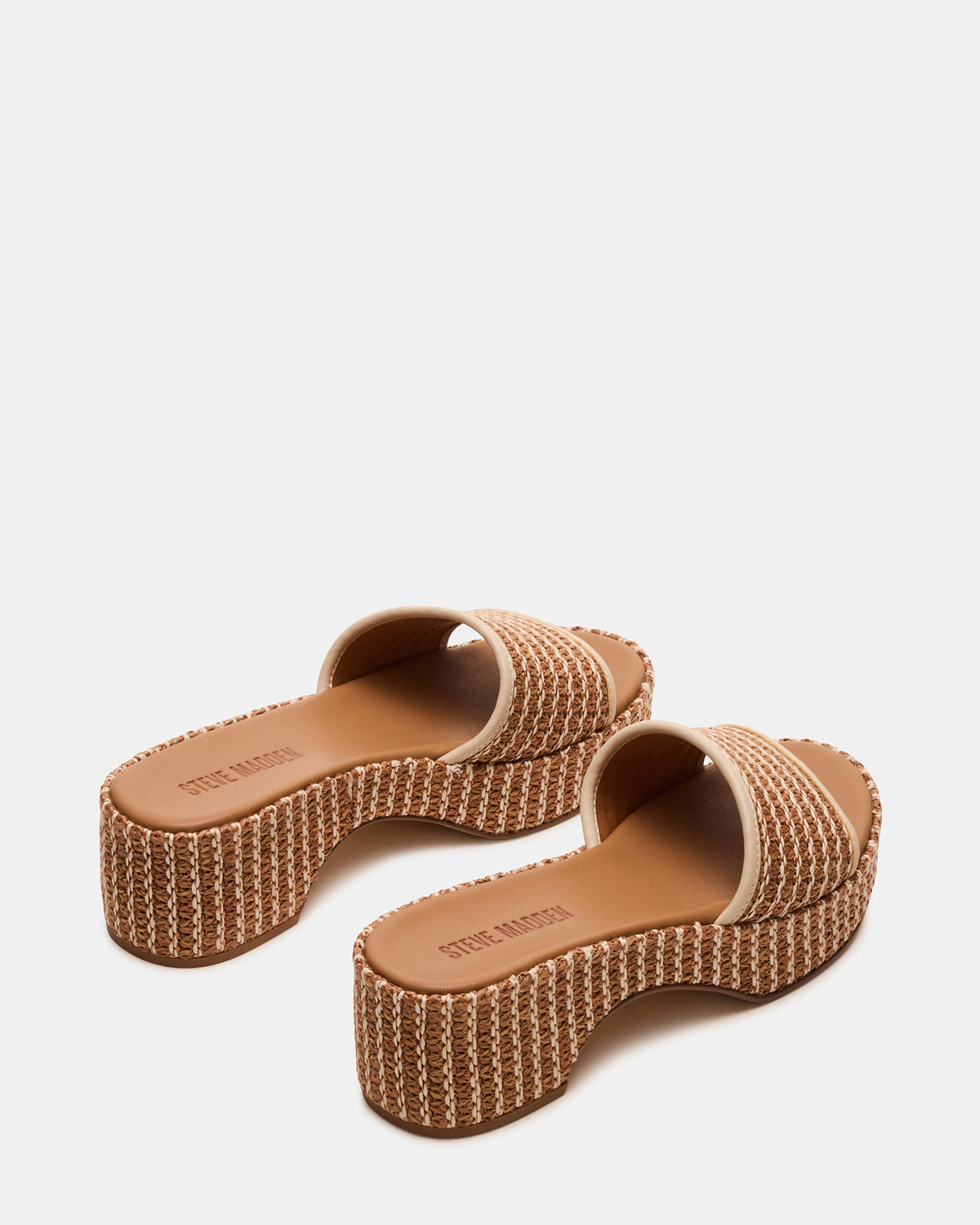 COSIMA Natural Platform Raffia Slide Women's Sandal | Steve Madden