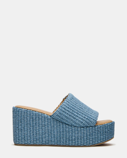 JETTY Blue Raffia Platform Wedge Women's Sandal | Steve Madden