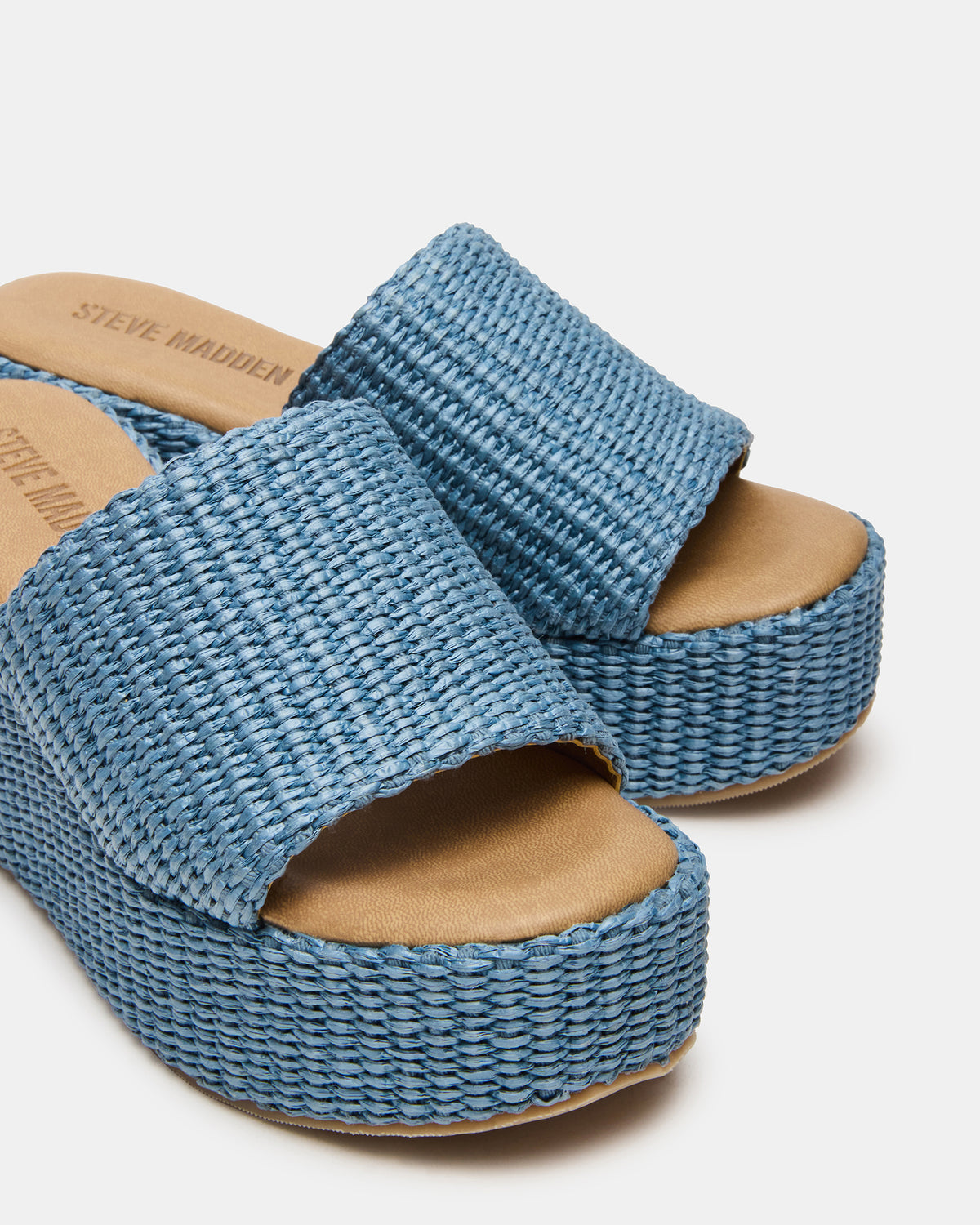 JETTY Blue Raffia Platform Wedge Women's Sandal | Steve Madden