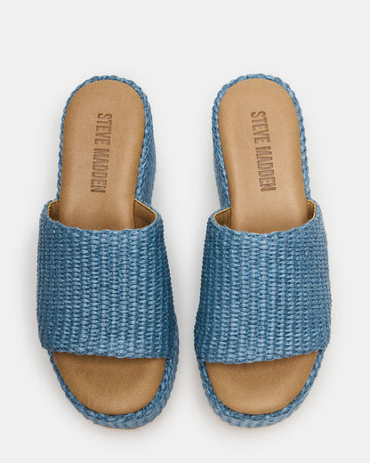JETTY Blue Raffia Platform Wedge Women's Sandal | Steve Madden