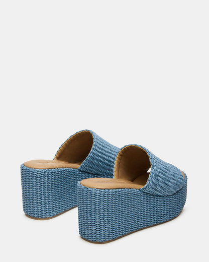JETTY Blue Raffia Platform Wedge Women's Sandal | Steve Madden