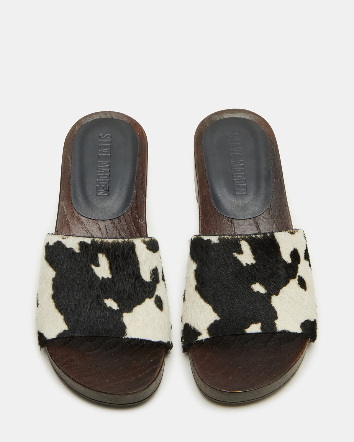 CENTO Black Cow Print Studded Slide Women's Sandal | Steve Madden