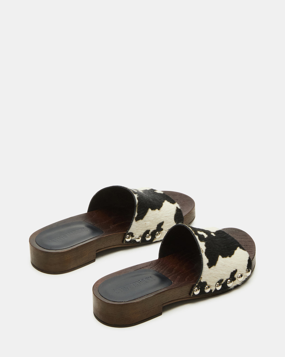 CENTO Black Cow Print Studded Slide Women's Sandal | Steve Madden