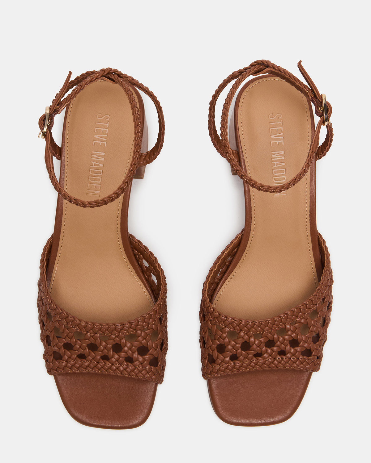 SOLEIL Tan Square-Toe Woven Women's Sandal | Steve Madden