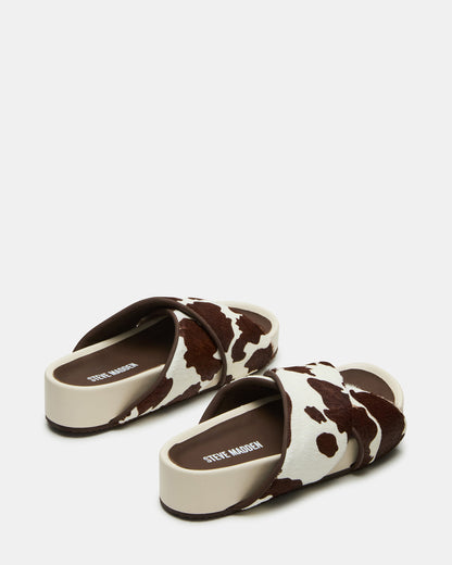 AVENDRA Brown Cow Print Flatform Slide Women's Sandal | Steve Madden
