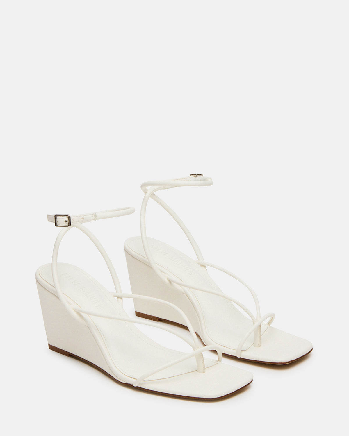 APPA White Square-Toe Strappy Wedge Women's Sandal | Steve Madden