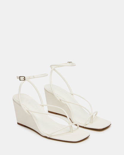 APPA White Square-Toe Strappy Wedge Women's Sandal | Steve Madden