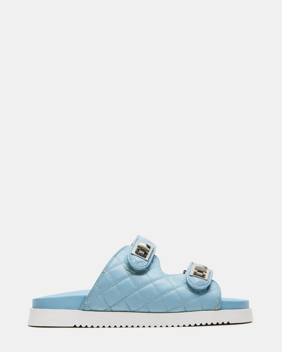 SCHMONA Blue Leather Quilted Slide | Women's Sandals | Steve Madden