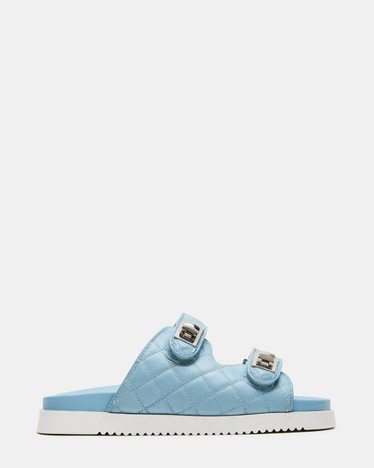 SCHMONA Blue Leather Quilted Slide | Women's Sandals | Steve Madden