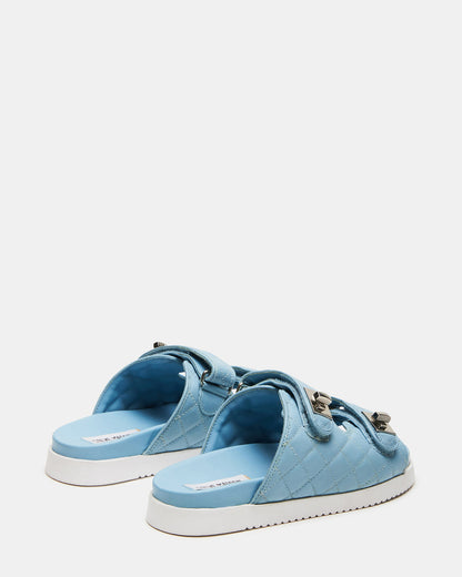 SCHMONA Blue Leather Quilted Slide | Women's Sandals | Steve Madden