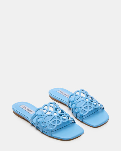 LOTUS Blue Leather Square-Toe Slide Women's Sandal | Steve Madden