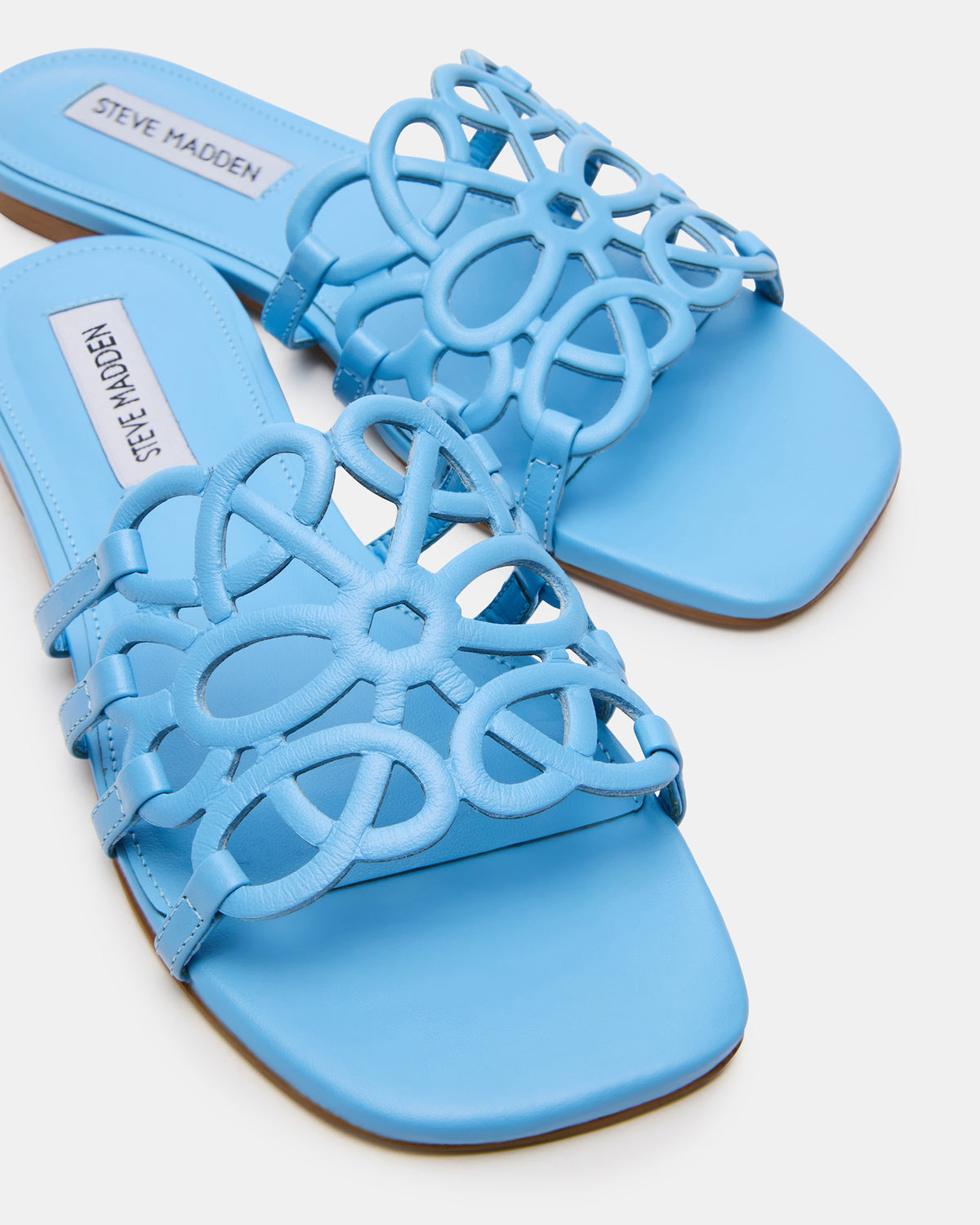 LOTUS Blue Leather Square-Toe Slide Women's Sandal | Steve Madden