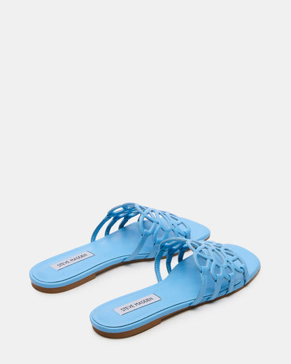 LOTUS Blue Leather Square-Toe Slide Women's Sandal | Steve Madden