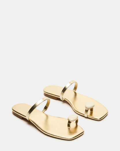 TAMARA Gold Flat Square-Toe Women's Sandal | Steve Madden