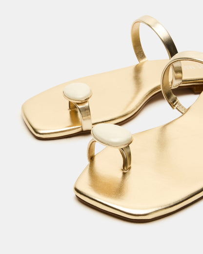 TAMARA Gold Flat Square-Toe Women's Sandal | Steve Madden