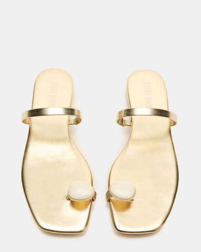 TAMARA Gold Flat Square-Toe Women's Sandal | Steve Madden