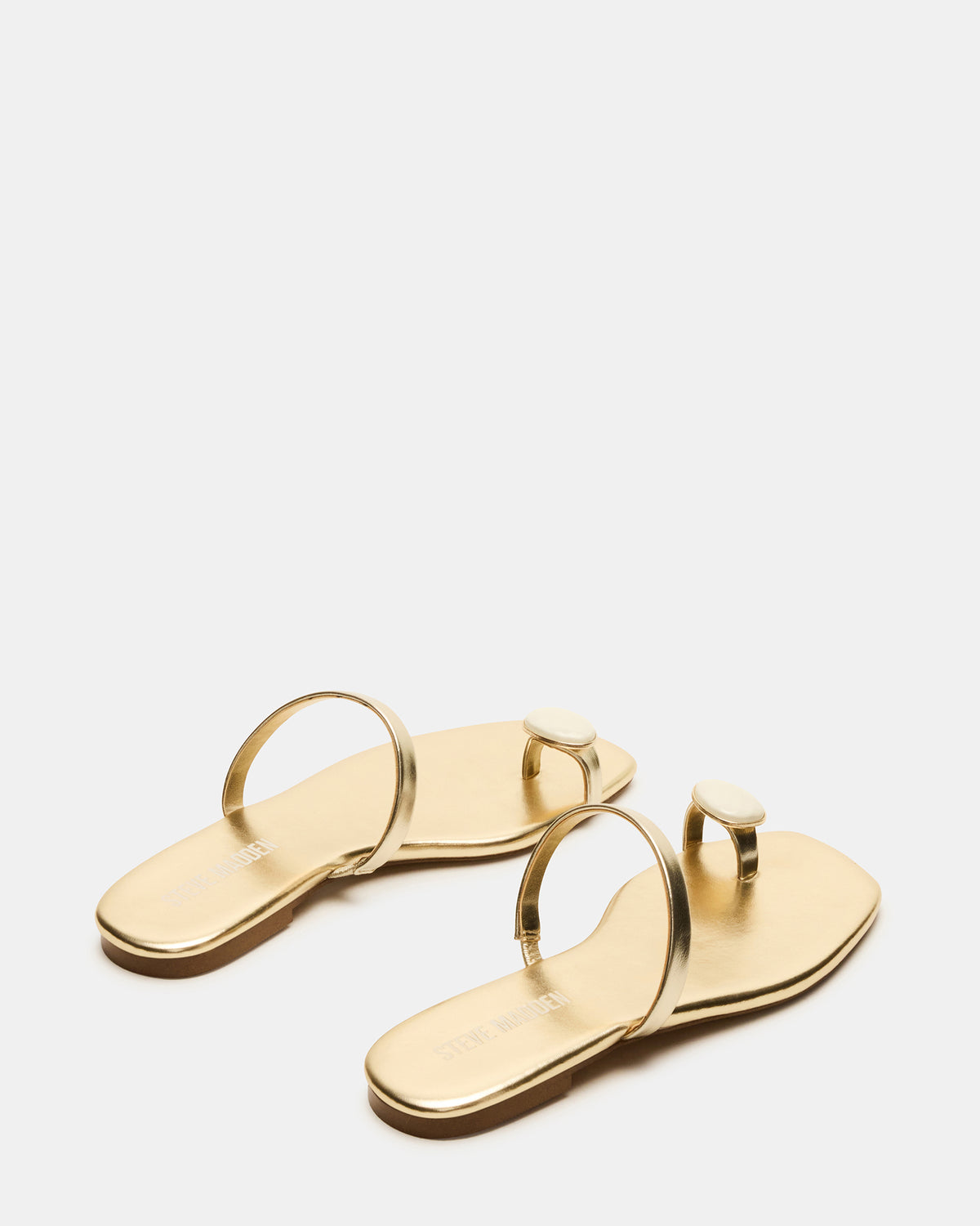 TAMARA Gold Flat Square-Toe Women's Sandal | Steve Madden